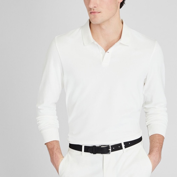 Long Sleeve Clean Piqué Polo - Brand New - NEVER WORN - White